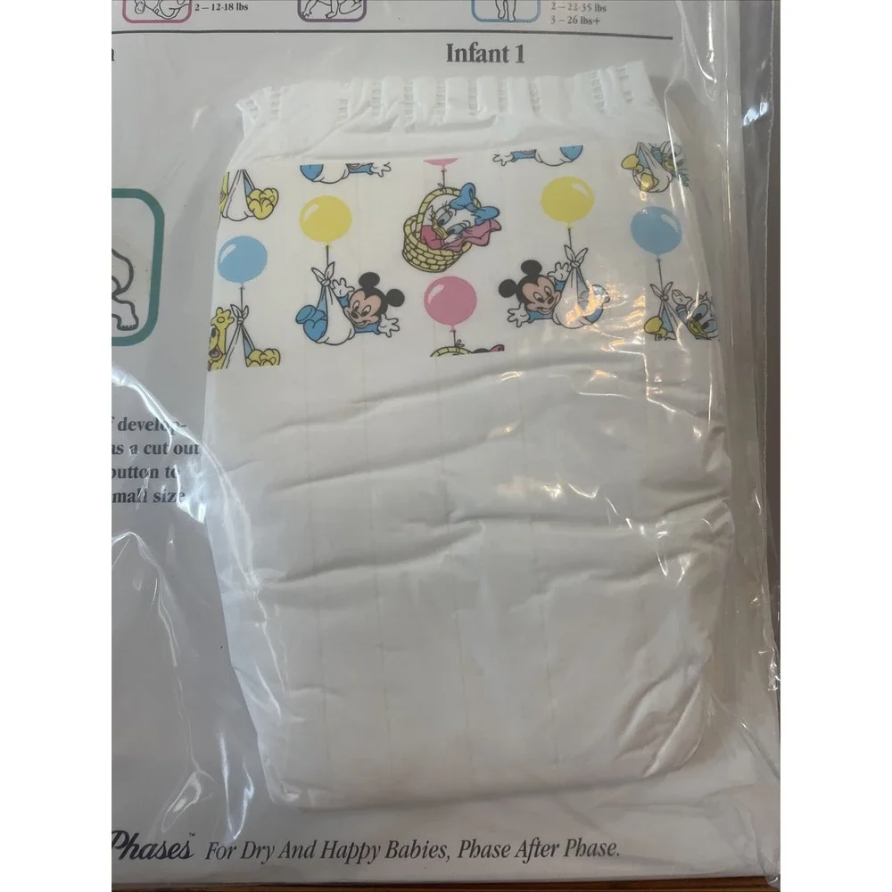 Vintage Pampers Diaper Pamper Phases Newborn Mickey Diaper